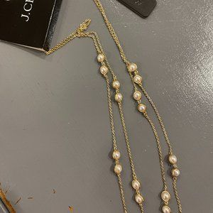 J Crew Double Chain Pearl Necklace